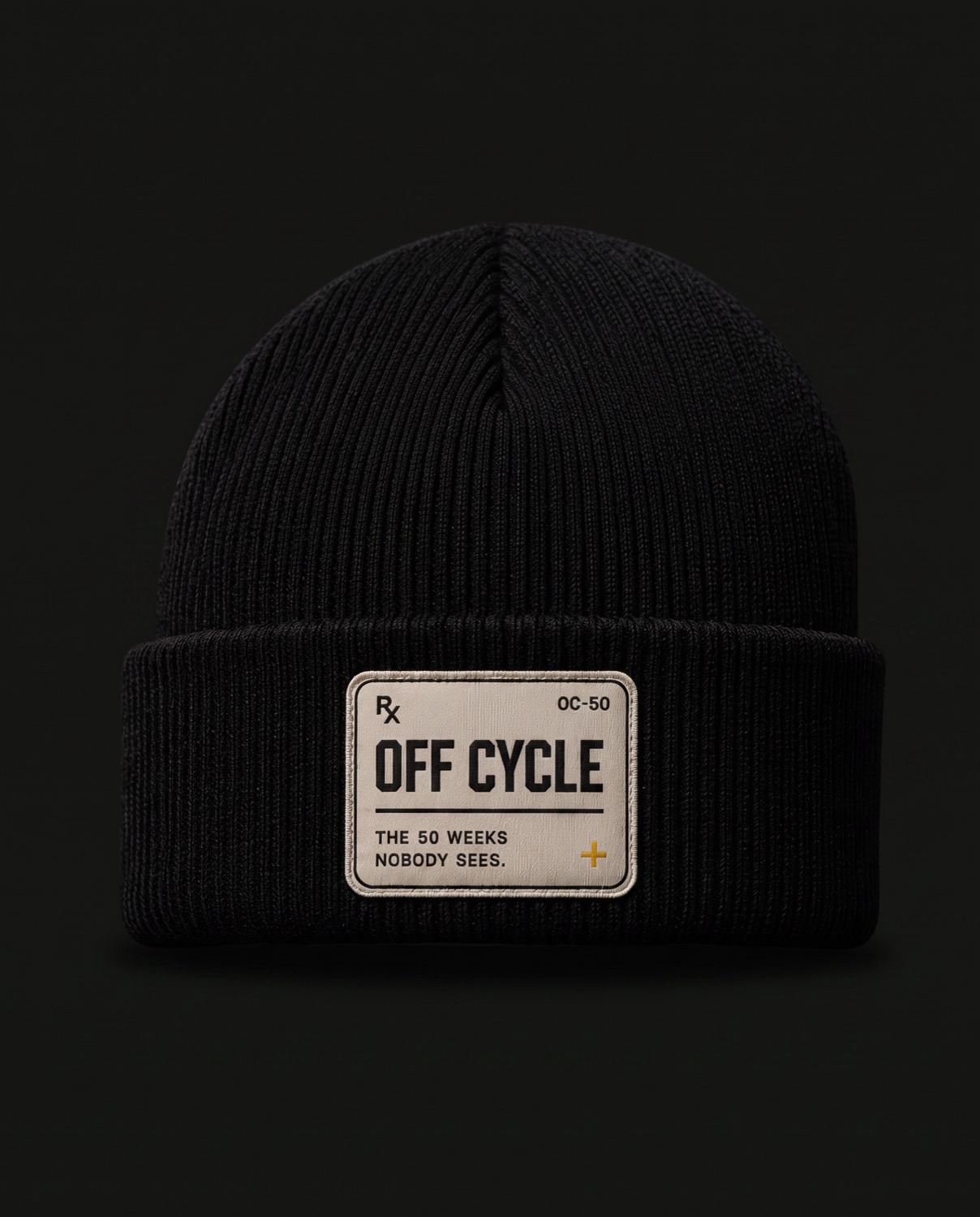 Beanie — Label — The cream label patch.